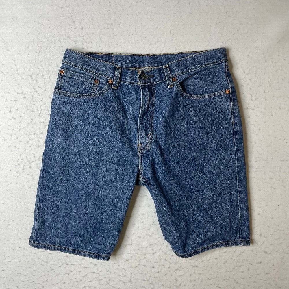 Levi's 505 Denim Shorts Mens 34 Blue Regular Fit Waterless Cotton